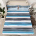 thumbnail image 2 of Erosebridal Gradient Gray Blue Bed Sheets Set King Size, Geometry Striped Bedding Sets King Size 4pcs, 2 of 7
