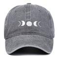 thumbnail image 2 of HNMKIU Moon Embroidery Distressed Washed Baseball Cap Classic Unstructured Low Profile Dad Hat for Daily Use Baseball Hats 03_Grey,One Size, 2 of 3