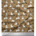 thumbnail image 1 of Soimoi Brown Viscose Chiffon Fabric Mushroom,Oaknut & Rabbit Animal Printed Craft Fabric by The Yard 42 Inch Wide, 1 of 3