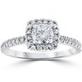 thumbnail image 1 of 3/4ct Cushion Halo Diamond Engagement Ring 14K White Gold, 1 of 3
