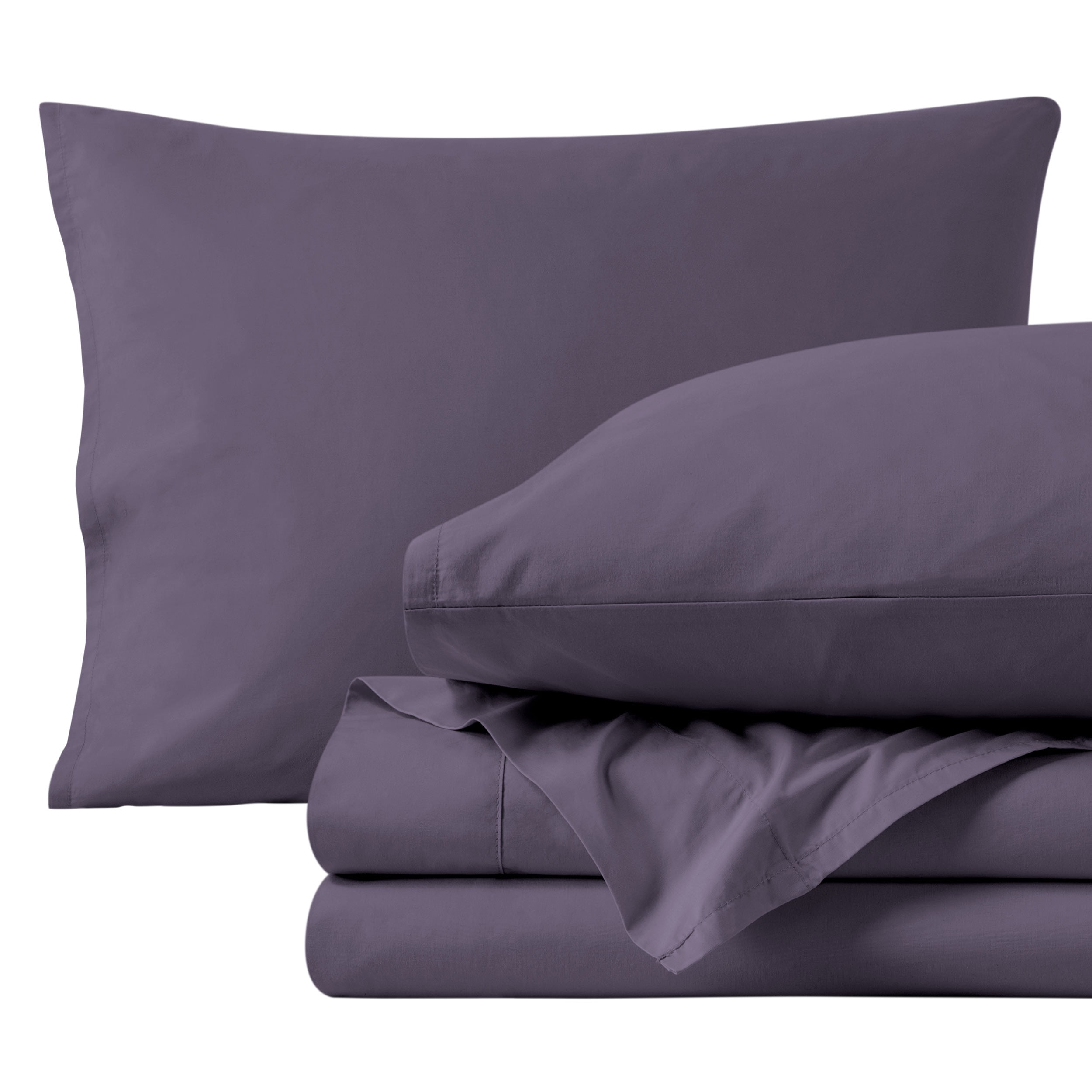 Bare Home Organic Percale Sheet Set - 300 Thread Count - 100% Organic Cotton - Split King, Dusty Purple
