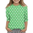 thumbnail image 2 of COM1950s Chemises pour Filles, Mode Enfant Couleur Unie Manches 3/4 Col Rond Hauts/chemise, 2 of 8