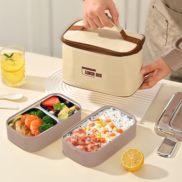 Stainless Steel Double Layer Lunch Box Can Be Put Into The Microwave To Keep Warm Multi Layer Compartment Lunch Box