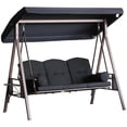 thumbnail image 1 of Outsunny Balançoire de Porche 3 Places, Chaise Balançoire d'Extérieur Robuste, Noire, 1 of 10
