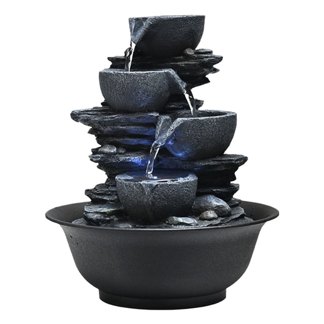 veasfak Decorative Tabletop Water Flowing Water Feng Shui Waterfall E