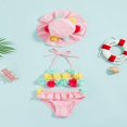 thumbnail image 2 of Infant Girls Swimsuits Tie-Up Tank Tops Ruffles Shorts Sun Hat Bikini Split Swimwear Set, 2 of 7