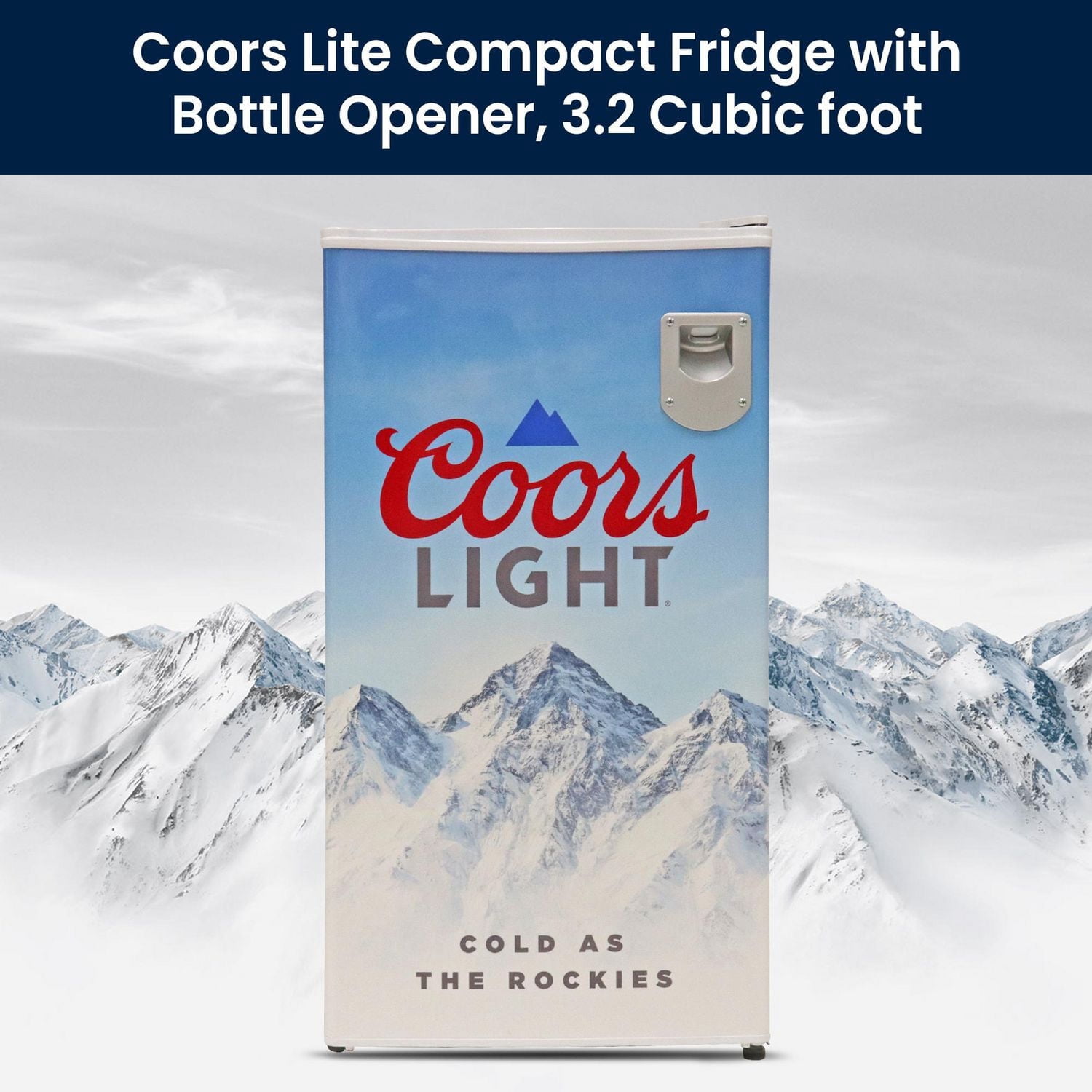 Coors Light Réfrigérateur compact de 3,2 pi³ avec ouvre-bouteille intégré, mini refroidisseur de boissons, blanc
