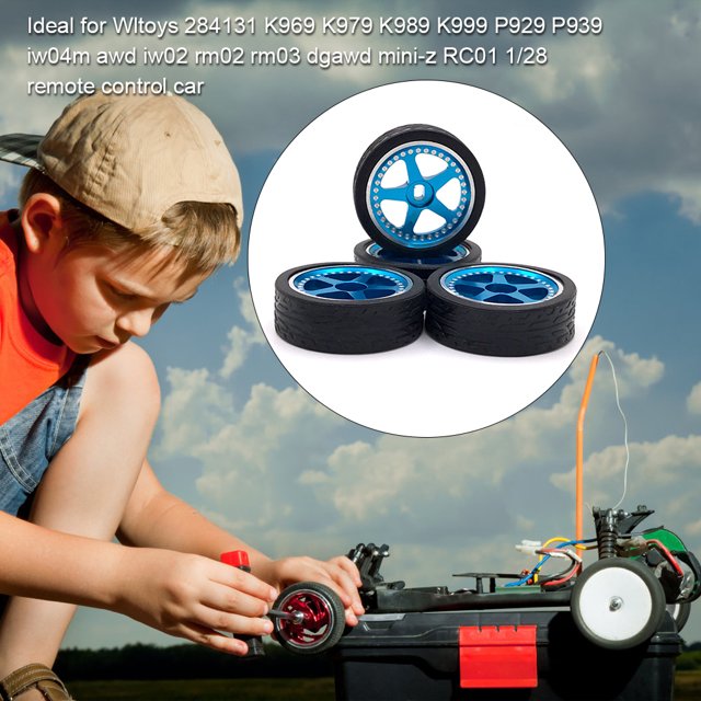 4X 1/28 Remote Control Model Car Wheel Rim Simulated Modification Vehicle Part Replacement for WLtoys 284131 K969 K979 K989 K999 Blue