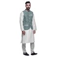 thumbnail image 2 of Atasi Kurta Solid Churidar Pajama & Printed Nehru Jacket Set For Mens Party Wear, 2 of 3