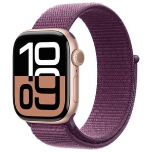 Restored Apple Watch Series 10 GPS + Cellular 42mm Rose Gold Aluminum Case with Plum Sport Loop Smartwatch - Refurbished Good