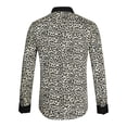 thumbnail image 3 of INSPIRE CHIC Men's Vintage Leopard Printed Button Down Long Sleeve Cotton Shirt S Blacks Leopard, 3 of 6