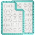 thumbnail image 1 of U-Taste Tapis de Cuisson en Silicone Résistant à la Chaleur pour Macarons, Feuille de Cuisson Réutilisable Antiadhésive pour Biscuits avec Mesure de Cercle de Renforcement des Bords (Taille Demi-Feuilles, Lot de 2, Aqua Sky), 1 of 8