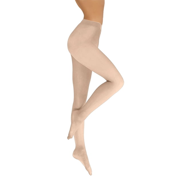 Collants pour Femmes Colorés 40 Bas en Microfibre Opaque Taille TTG, Montrés dans un Ton beige Neutre. Ces Collants Lisses et Translucides Sont Fabriqués à Partir de 86 % de Microfibre et 14 % d'Élasthanne, Offrant un Ajustement flexible et Confortable. Conçus Sans une Partie de Culotte, Ils s'Adaptent Parfaitement aux Jambes et Conviennent aux Tenues de Loisirs, de Bureau et de Soirée. l'Image Montre une Vue Latérale des Collants Portés, Mettant en Valeur Leur design Léger et Élégant.