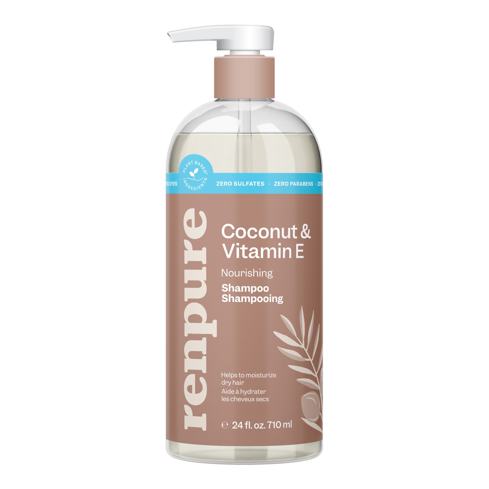 Renpure Coconut & Vitamin E Shampoo, Plant-Based – Nourishes & Seals In Moisture For Soft, Healthy Hair – For Dry to Normal Hair - 24 Fl Oz