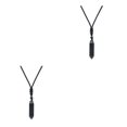 thumbnail image 3 of Transemion Handmade Clear Quartz Crystal Necklace Energy And Elegance Master StoneAdjustable Obsidian 2Set, 3 of 6