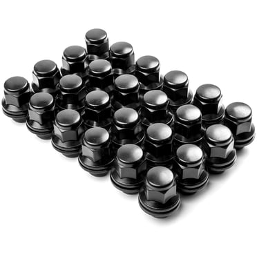 Krator 24pc Black 12x1.5 Wheel Lug Nuts 21mm Hex Mag Seat - Overall Length: 1.45"