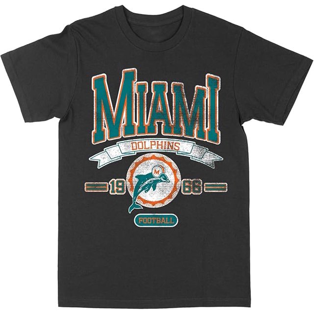 NFL Miami Dolphins Dolphin Bannière Noir T-Shirt 2X-Grand