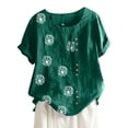 thumbnail image 2 of Pisexur Hauts d'Été pour Femmes Col Rond Manches Courtes Imprimé Pissenlit T-Shirts Amples Blouses Hauts - Offres du Jour, 2 of 4