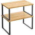 thumbnail image 1 of SONGMICS Cabinet Organizer Shelf, Set of 2 Kitchen Counter Shelves, Kitchen Storage, Spice Rack, Stackable, Expandable, Metal and Engineered Wood, Ink Black and Natural Beige UKCS02NB, 1 of 6