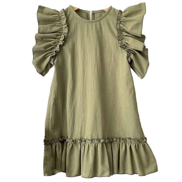 Qudderr Robes d'Été pour Enfants et Bébés pour Fille, Robe Décontractée Évasée à Volants, Robe Soleil pour Tout-Petit en Coton et Lin pour 6 Mois - 6 Ans