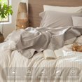 thumbnail image 4 of Ensemble de Draps en Coton Lavé Effet Lin, Respirant, Durable, Doux et Confortable (Orange Foncé Grand Lit), 4 of 6