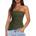thumbnail image 2 of Womens Tube Top Summer Strapless Tops Army green XL, 2 of 7