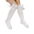 thumbnail image 4 of FOCUSNORM Baby Girls Knee High Socks Cable Knit Cotton Socks with Bow, 4 of 9