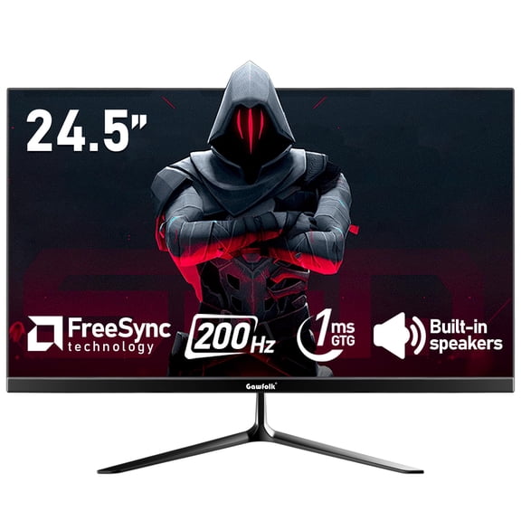 Gawfolk 24.5 Inch PC 200Hz Gaming Monitor, FHD 1080p screen, Built-in speakers,1ms without Bezel, freesync, 99% sRGB, 178 &deg; Angle View, HDMIz