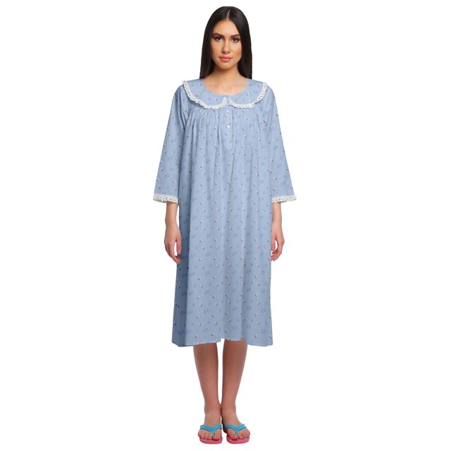 Moomaya Nuisette Imprimée pour Femmes Longueur Genou en Coton Tenue de Nuit Courte