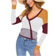 thumbnail image 3 of RKSTN Chandails pour Femmes Mode Décontractée Manches Longues Décontracté Contraste de Couleurs Patchwork Chandail Blouse Chandails d'Automne, 3 of 4
