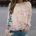 thumbnail image 2 of KIHOUT Chandails pour Femmes en Liquidation, Blouses à Manches Longues Col Rond Imprimé Floral Ample Automne Hiver, Tailles P-2TG, 2 of 5