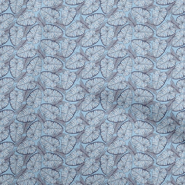 oneOone Polyester Spandex Light Blue Fabric Tropical Texuredd Leaf Craft Projects Decor Fabric Printed by The Yard 56 Inch Wide