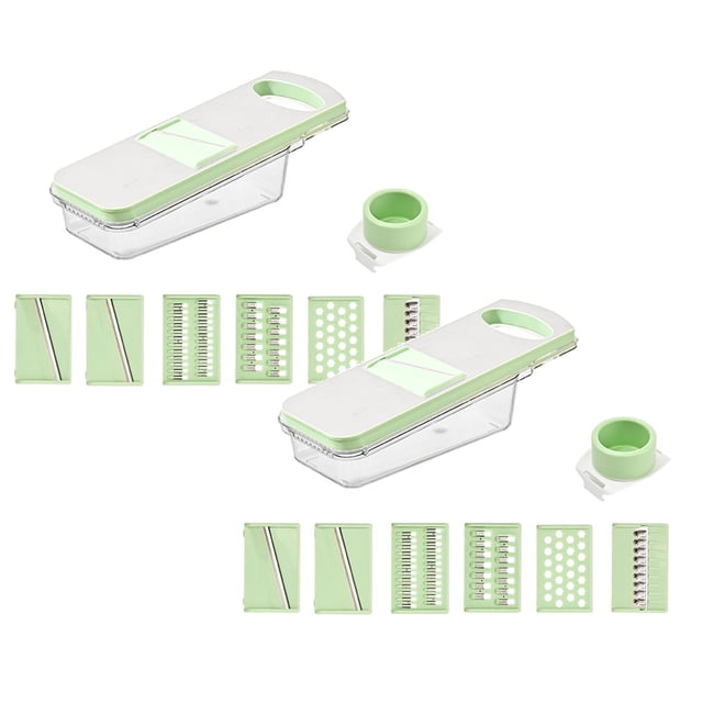 Oleegame Coupe-Frites 2 Pcs 7 en 1 Réglable Trancheuse de Légumes Trancheuse de Cuisine en Acier Inoxydable Râpe pour Trancheuse de Légumes Trancheuse de Concombres Trancheuse Fine Trancheuse de Légumes