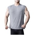 thumbnail image 3 of Qertyioot Débardeur Sans Manches en Tricot Léger de Sport et de Mise en Forme pour Homme, à Rayures Côtelées, Grande Extensibilité, Col Ras du Cou, 3 of 6