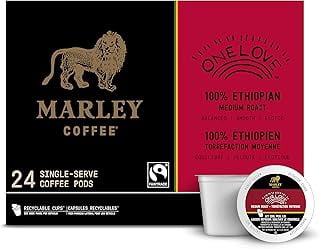 2 x Marley Coffee Single Serve K-Cup Compatible Capsules, One Love 100% Ethiopian, Medium Roast, 24 Count