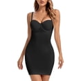 thumbnail image 1 of Cathalem Justaucorps Gainant pour Femmes Sans Coutures Compression à Fines Bretelles Gaine String, Noir G, 1 of 4