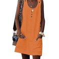 thumbnail image 4 of MAWCLOS Women Tank Dress Solid Color Dresses Button Sundress Casual Work Crew Neck Orange XL, 4 of 5