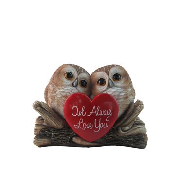DWK Owl Couple Lovebirds on a Tree Branch Home Decor Figurine - Brown Owl Decorations for your Home - Adorable Nic Nacks for Bookshelves - 6.5L