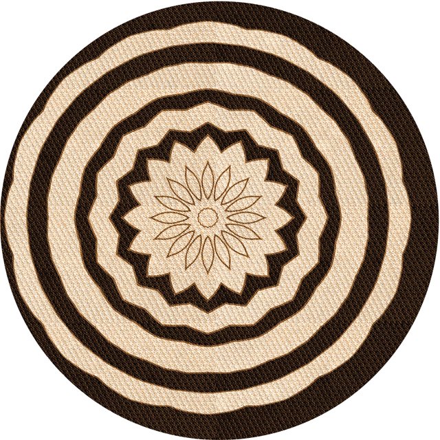 Ahgly Company Tapis d'Intérieur Ronds Transitionnels Noirs et Bruns Lavables à la Machine, 3 Pieds Rond
