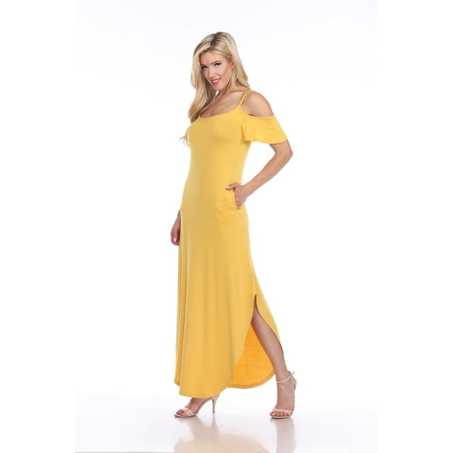 White Mark Women's Cold Shoulder Maxi Dress