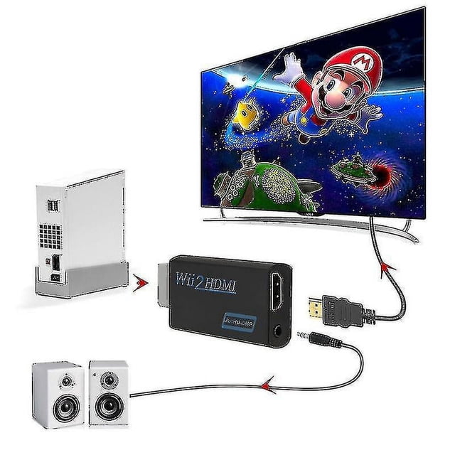 Wii Adaptateur vers Hdmi, Convertisseur Connecteur Wii vers Hdmi Prenant en Charge Tous les Modes d'Affichage Wii
