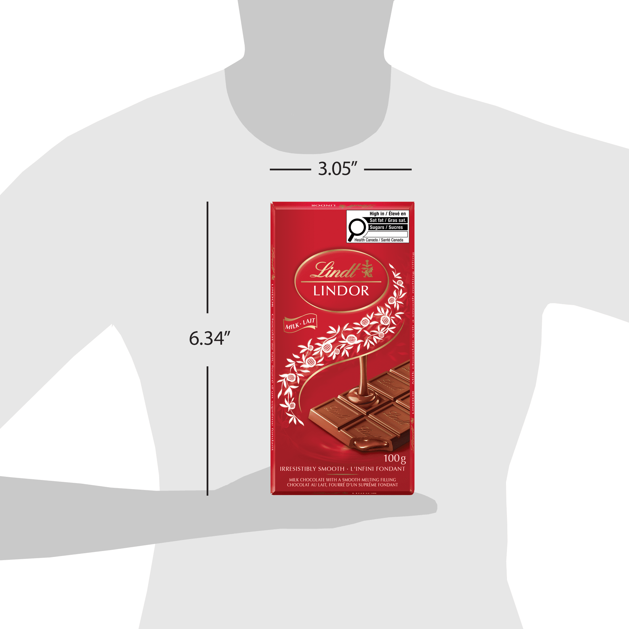 Chocolat au lait LINDOR de Lindt – Barre (100 g)