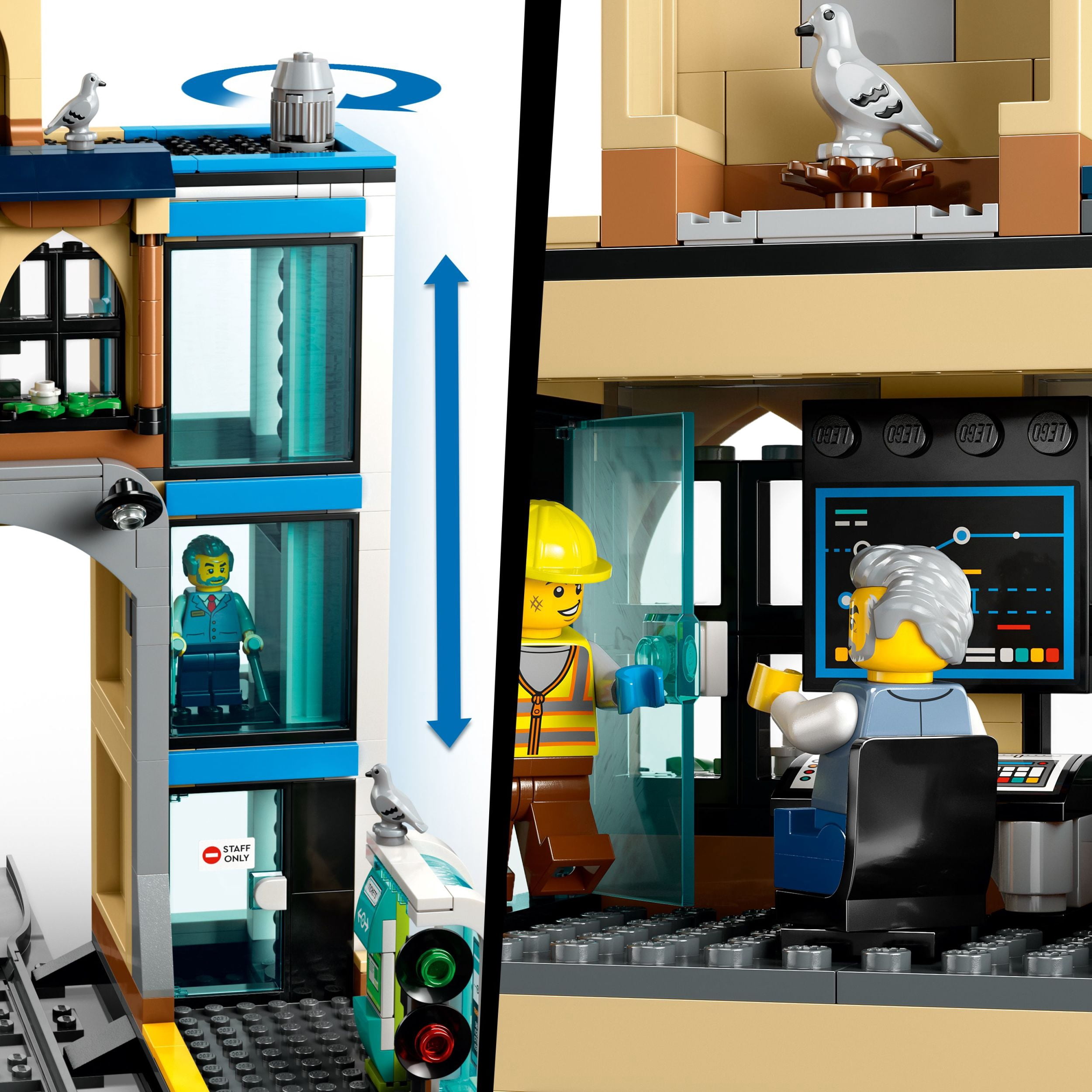 LEGO City Central Train Station Building Toy - Multi-Level Pretend Play Set for Boys & Girls, Ages 7+ - Building Blocks for Kids Who Love Train Sets - Gift Idea for Holidays & Birthdays - 60469
