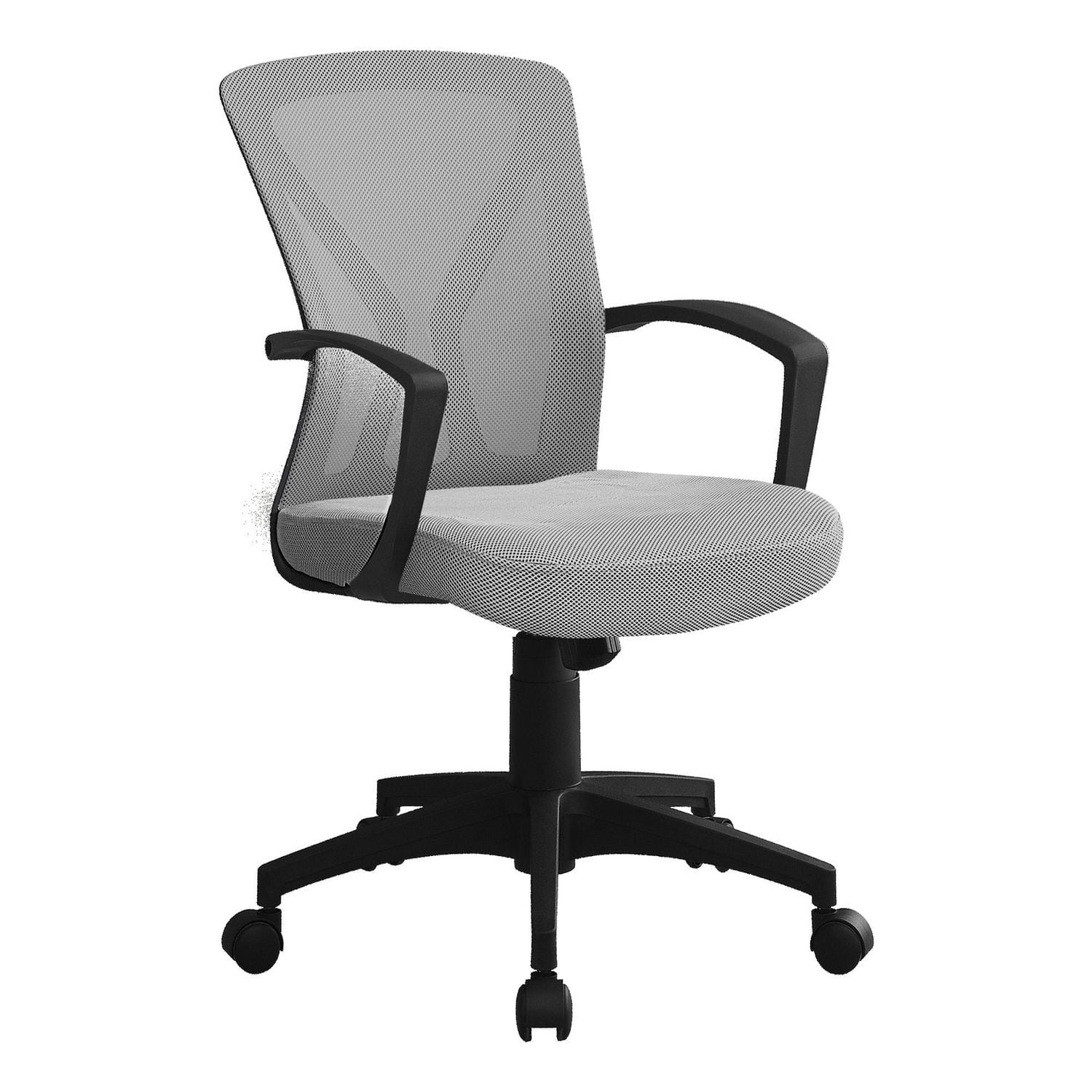 Monarch Specialties Chaise De Bureau, Hauteur Ajustable, Pivotant, Ergonomique, Appuis-bras, Bureau, Travail, Métal, En Tissu, Gris, Noir, Contemporain, Moderne