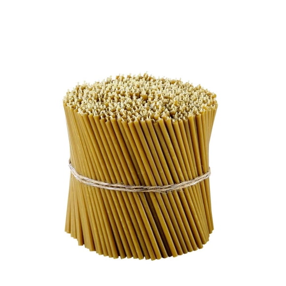 Danilovo Thin Taper Beeswax Candles - Honey-Scented, Decorative Candles Ideal for Birthday Decoration or Church Prayers - Yellow Drip Free, Tall & Smokeless Pack of 500 pcs, 16 cm x 5