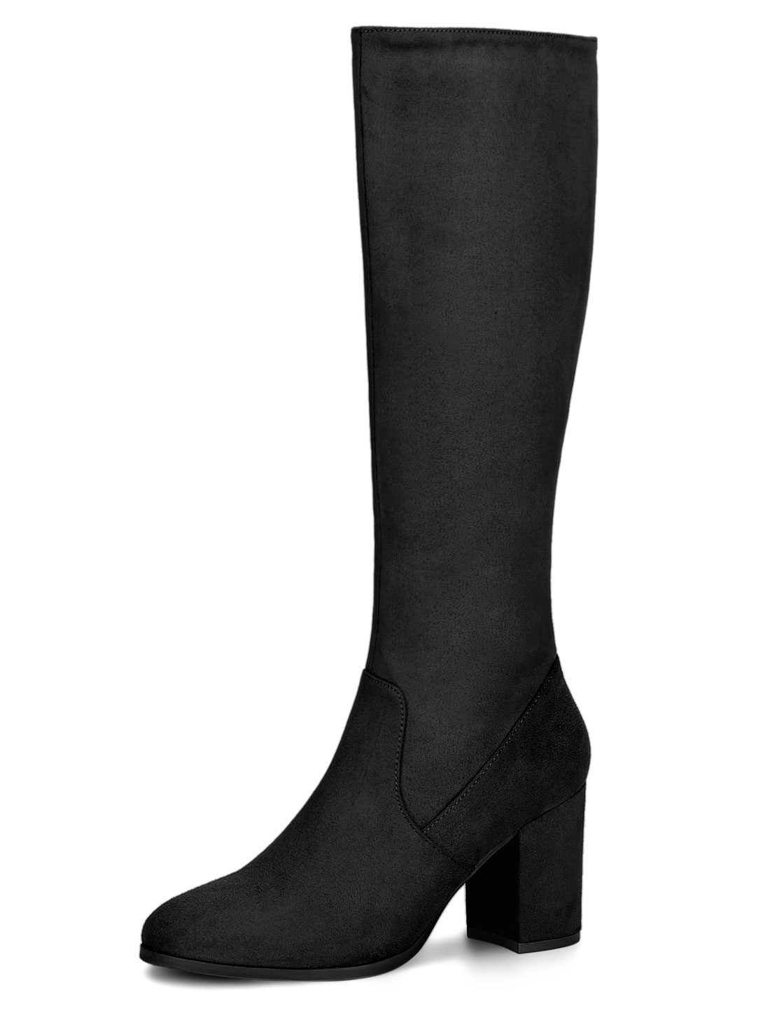 Unique Bargains Women's Round Toe Block Heel Knee High Boots
