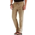 thumbnail image 3 of MAWCLOS Mens Trousers Elastic Waist Pants Drawstring Bottoms Fitted Summer Solid Color Loungewear Deep Coffee 2XL, 3 of 4
