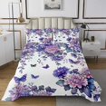 thumbnail image 1 of Erosebridal Purple Flower Coverlet Set Queen, Botanical Floral Bedding Set, Butterfly Room Decor 3 Pieces, 1 of 5