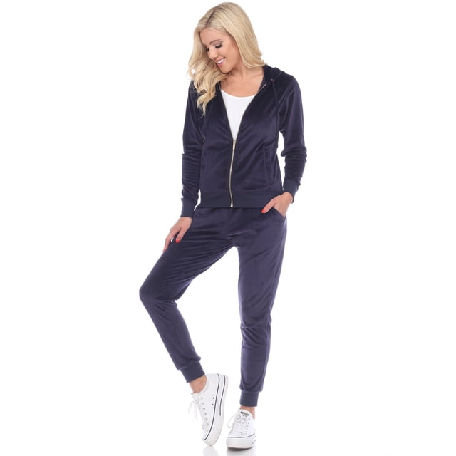 White Mark Ensemble de Survêtement en Velours pour Femmes, 2 Pcs