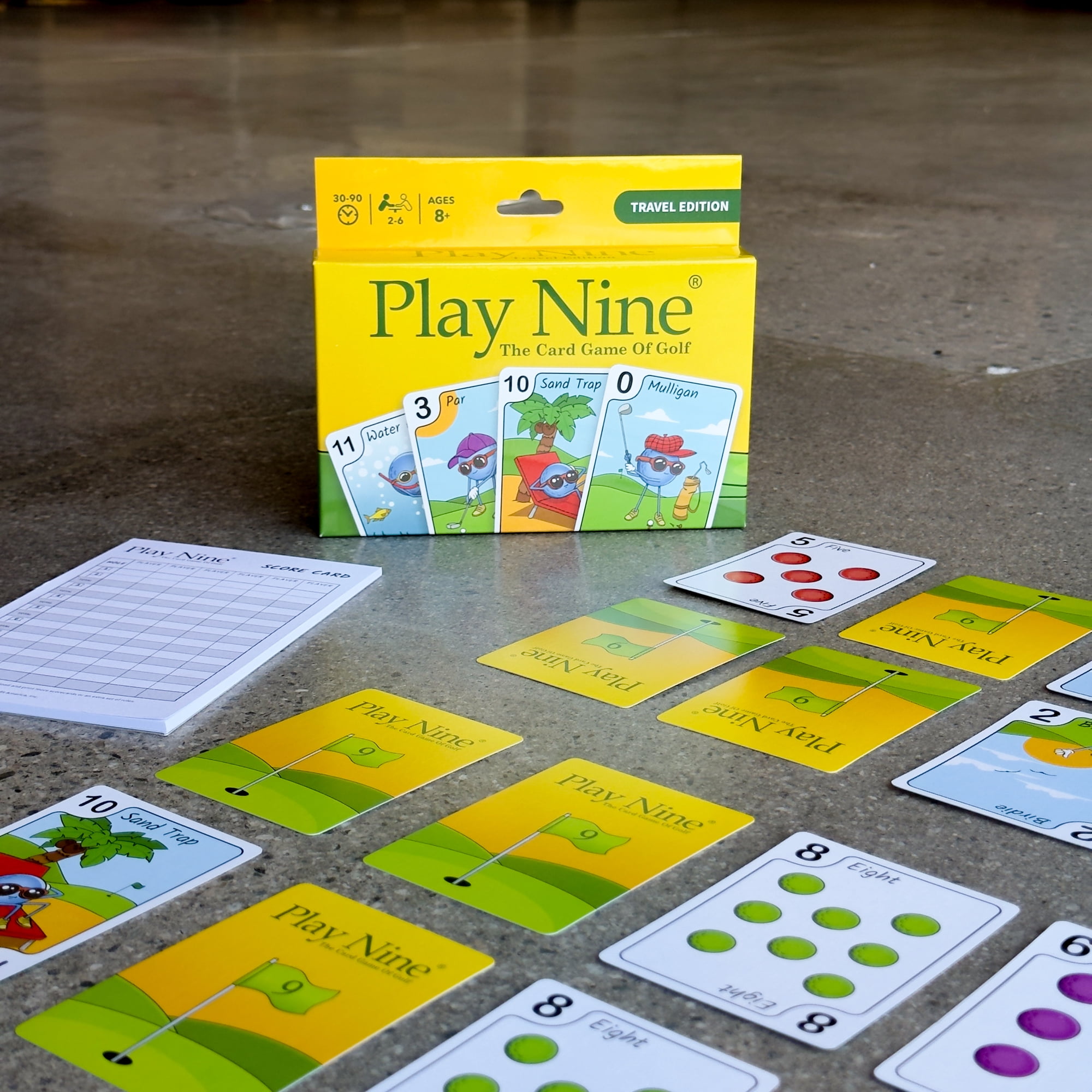 Play Nine Card Game - Travel Edition - Version Multilingue - 2-6 Joueurs - Un Jeu de Cartes Familial par Bonfit - 30-90 Minutes de Jeu -  À Partir de 8 Ans